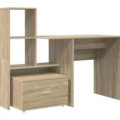 vidaXL Skrivbord Sonoma-ek 131,5 x 50 x 106,5 cm Konstruerat trä