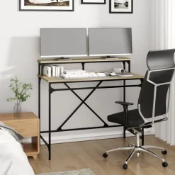 Clearance vidaXL Skrivbord sonoma-ek 100x50x90 cm konstruerat trä och järn Sonoma ek