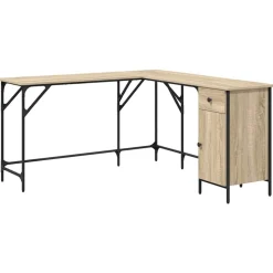 vidaXL Skrivbord sonoma-ek 141x141x75 cm konstruerat trä