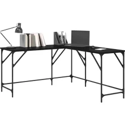 vidaXL Skrivbord Svart Ek 149 x 149 x 75 cm Konstruerat trä