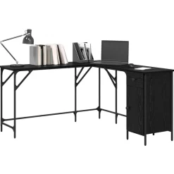 vidaXL Skrivbord Svart Ek 141 x 141 x 75 cm Konstruerat trä
