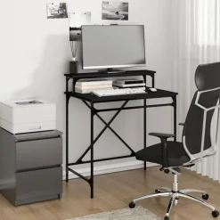 Discount vidaXL Skrivbord 80x50x90 cm konstruerat trä och järn Svart