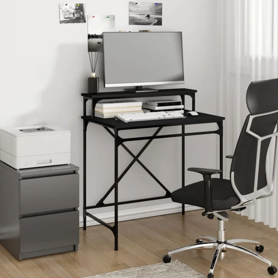 Discount vidaXL Skrivbord 80x50x90 cm konstruerat trä och järn Svart