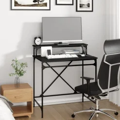 Discount vidaXL Skrivbord 80x50x90 cm konstruerat trä och järn Svart
