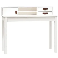 New vidaXL Skrivbord 110x50x93 cm massiv furu Vit