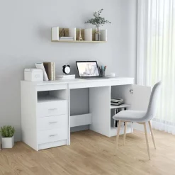 vidaXL Skrivbord vit 140x50x76 cm konstruerat trä