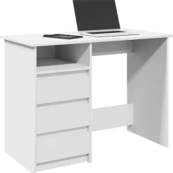vidaXL Skrivbord vit 102x50x75 cm konstruerat trä