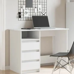 vidaXL Skrivbord vit 102x50x75 cm konstruerat trä