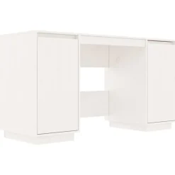 vidaXL Skrivbord vit 140x50x75 cm massiv furu