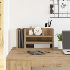 vidaXL Skrivbordshållare 44,5 x 24 x 25 cm Konstruerat trä Svart ek
