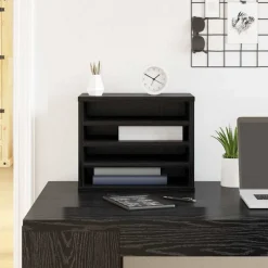 vidaXL Skrivbordshållare Svart Ek 36 x 26 x 29,5 cm Konstruerat trä