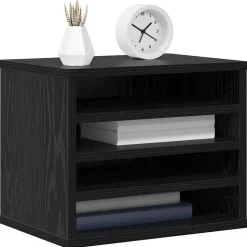 vidaXL Skrivbordshållare Svart Ek 36 x 26 x 29,5 cm Konstruerat trä