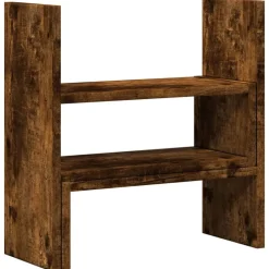 Best vidaXL Skrivbordshylla justerbar rökig ek 40x17x41 cm konstruerat trä Rökfärgad ek
