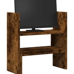 Best vidaXL Skrivbordshylla justerbar rökig ek 40x17x41 cm konstruerat trä Rökfärgad ek