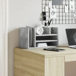 vidaXL Skrivbordshyllor betonggrå 44,5x24x25 cm konstruerat trä