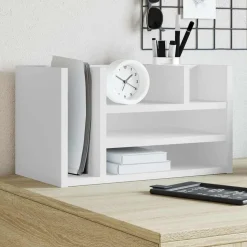 vidaXL Skrivbordshyllor vit 44,5x24x25 cm konstruerat trä