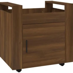 vidaXL Skrivbordsvagn brun ek 60x45x60 cm konstruerat trä