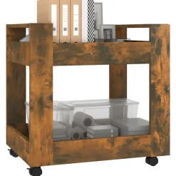 Best vidaXL Skrivbordsvagn 60x45x60 cm konstruerat trä Rökfärgad ek