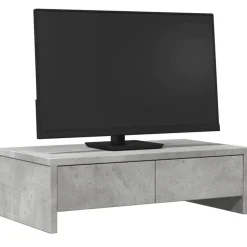 vidaXL Skärmställ med lådor betonggrå 50x27x15 cm konstruerat trä