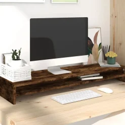 vidaXL Skärmställ rökfärgad ek 100x24x13 cm konstruerat trä