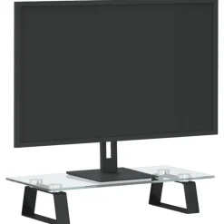 Discount vidaXL Skärmställ 40x20x8 cm härdat glas och metall Svart