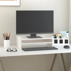 vidaXL Skärmställ vit 50x24x16 cm massiv furu
