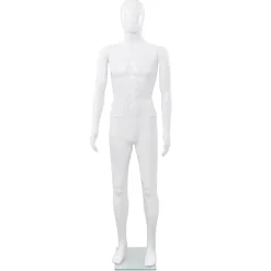 vidaXL Skyltdocka man helkropps med bas i glas glansig 185 cm Vit