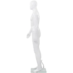 vidaXL Skyltdocka man helkropps med bas i glas glansig 185 cm Vit