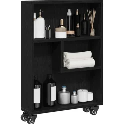 vidaXL Smal förvaringsvagn Svart Ek 48 x 13 x 68 cm