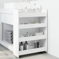Outlet vidaXL Smal förvaringsvagn 4 våningar konstruerad trä Vit