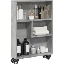 Online vidaXL Smal förvaringsvagn 48x13x68 cm konstruerat trä Betonggrå