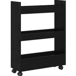 vidaXL Smal förvaringsvagn Svart Ek 60 x 22 x 80 cm Konstruerat trä