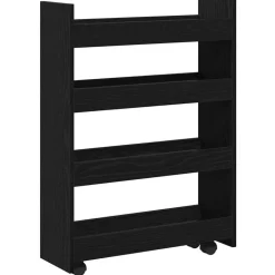 vidaXL Smal förvaringsvagn Svart Ek 60 x 20 x 82 cm Konstruerat trä