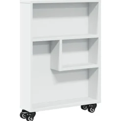 vidaXL Smal förvaringsvagn vit 48x13x68 cm konstruerat trä
