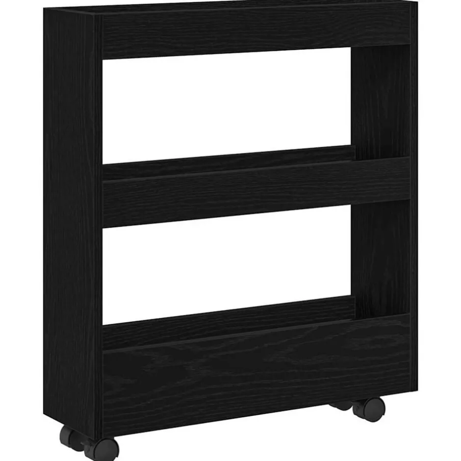 Online vidaXL Smal förvaringsvagn 60 x 18 x 70 cm Konstruerat trä Svart ek