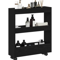 Online vidaXL Smal förvaringsvagn 60 x 18 x 70 cm Konstruerat trä Svart ek