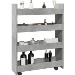vidaXL Smal förvaringsvagn 4 våningar betonggrå konstruerat trä