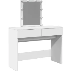 Hot vidaXL Sminkbord med LED 100x40x130 cm Vit