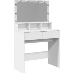vidaXL Sminkbord med LED 80x41x134,5 cm Vit