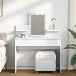 Sale vidaXL Sminkbord med LED 100x40x130 cm Vit