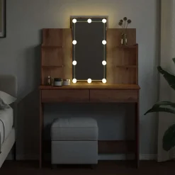 vidaXL Sminkbord med LED 96x40x142 cm artisan ek