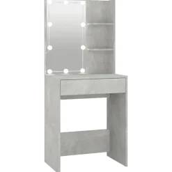 New vidaXL Sminkbord med LED 60x40x140 cm Betonggrå