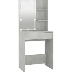 New vidaXL Sminkbord med LED 60x40x140 cm Betonggrå