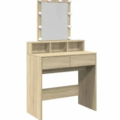 vidaXL Sminkbord med LED sonoma-ek 80x41x144,5 cm