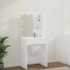 vidaXL Sminkbord med LED vit 60x40x140 cm
