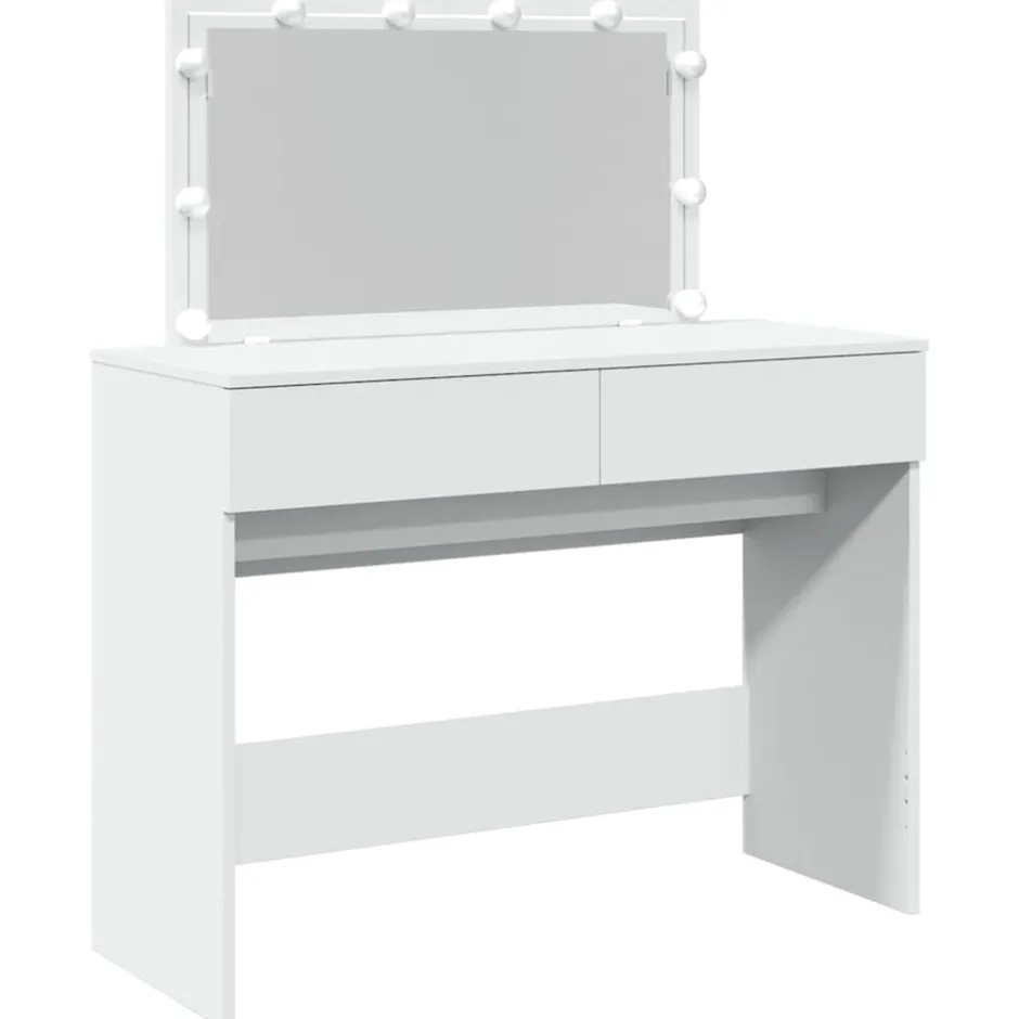 Hot vidaXL Sminkbord med LED 100x40x120 cm Vit