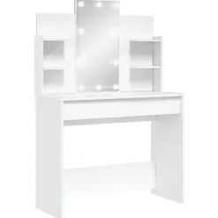 Outlet vidaXL Sminkbord med LED 96x40x142 cm Vit