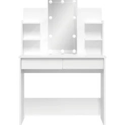 Outlet vidaXL Sminkbord med LED 96x40x142 cm Vit