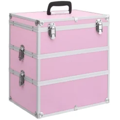 Online vidaXL Sminklåda 37x24x40 cm aluminium Rosa