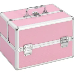 Hot vidaXL Sminklåda 22x30x21 cm aluminium Rosa